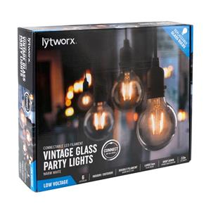 Lytworx Connectable Filament LED Party Lights Warm White - 6 Pack