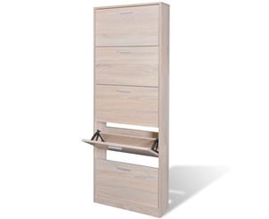 Max. 15 Pairs Shoe Cabinet Storage Organiser 5 Racks Cupboard Shelf Wooden Oak