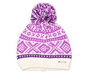 Nevica Womens Banff Beanie Hat Headwear - Purple Pattern Warm Knit Knitted