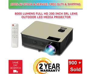 New Full HD SLR Lens LED Projector Media Home Outdoor Cinema HDMI USB 1080P VGA With Speaker
