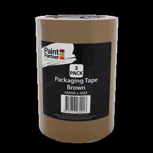 Paint Partner 48mm x 48m Brown Packing Tape - 3 Pack