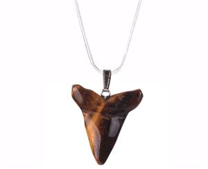 Patterned Shark Tooth Necklace With Sterling Silver Chain Coffee