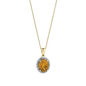Pendant with Created Yellow Sapphire & Diamonds in 10ct Yellow & White Gold