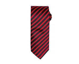 Premier Mens Double Stripe Pattern Formal Business Tie (Red/Black) - RW5235