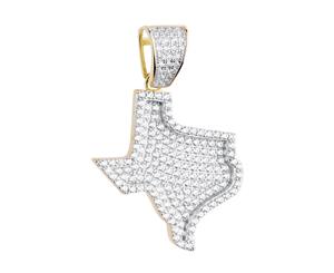 Premium Bling - 925 Sterling Silver Texas State Pendant gold - Gold