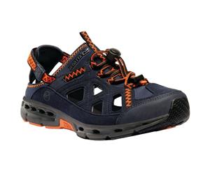 Regatta Mens Ripcord Faux Leather Stretch Quick Lace Walking Sandals - Navy/Magma