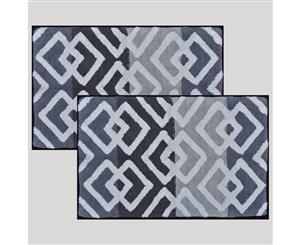 Renee Taylor Cross Cotton Yarn Dyed 100% Cotton Bath Mat Grey - pack of 2