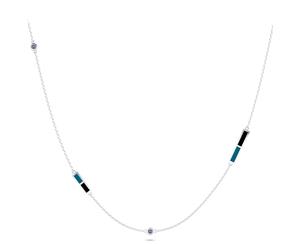 San Jose Sharks Sapphire Chain Necklace For Women In Sterling Silver Design by BIXLER - Sterling Silver