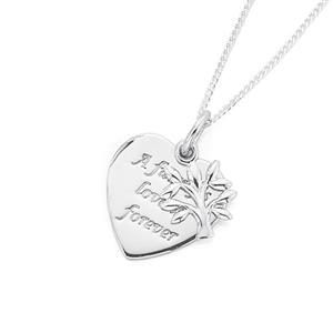 Silver Family Love heart with Tree of Life