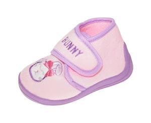 Slumberzzz Kids/Childrens Sleepy Bunny Touch Fastening Slipper Boots (Pink/Lilac) - SL676