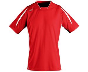 Sols Mens Maracana 2 Short Sleeve Football T-Shirt (Red/White) - PC2810