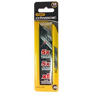 Stanley 18mm Snapoff Carbide Knife Blades - 10 Pack