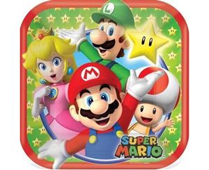 Super Mario Brothers Luncheon Plates Square 18cm Paper - Pack of 8