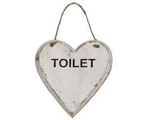 Toilet 20cm Love Heart with Inspirational Sayings Wooden Hanging Sign Shabby Chic - Toilet