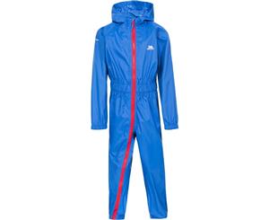 Trespass Boys Button II Waterproof Breathable Windproof Rain Suit - Blue / Red