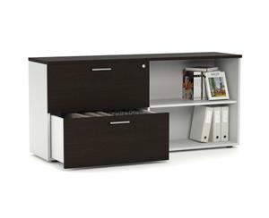 Uniform - Small 2 Drawer Open Filing Cabinet Silver Handle - wenge