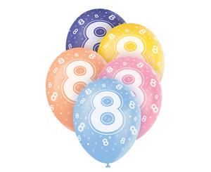 Unique Party 12 Inch Birthday Assorted Latex Balloons (Pack Of 5) (8 Multicoloured) - SG4985