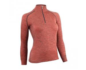 Wilderness Wear Women's Merino Fusion 190 Long Sleeve Zip Neck - Red