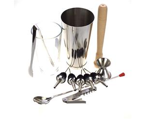 10 Piece Boston Shaker Set With A Free Waiters Friend And Ice Tongs