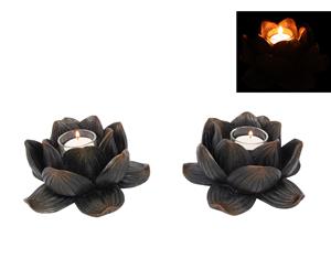 1pce 16cm Lotus Decor Candle Holder Made of Resin - Antique
