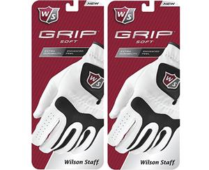 2 PACK WILSON STAFF MENS GRIP SOFT SYNTHETIC LEATHER GOLF GLOVE - LEFT HAND