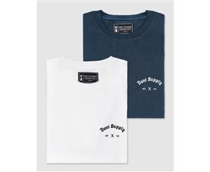 2 Pack Crest Tee - Ink & White