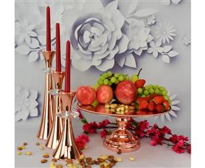 25cm Rope design cake stand with 3 Candle Set Rose Gold