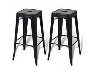 2x Counter Bar Stool Steel High Chair Black Kitchen Dining Cafe Modern