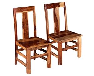 2x Solid Sheesham Wood Dining Chairs Home Kitchen Living Room Furniture