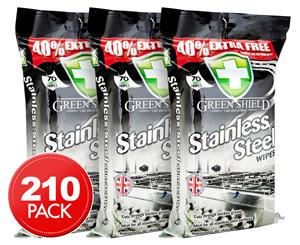3 x Greenshield Stainless Steel Surface Wipes 70pk