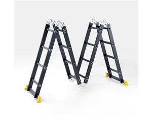 3.7M Aluminium Folding Ladder Step Extension Multi Purpose Platform