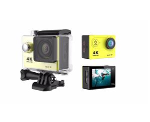 4K Ultra Hd Sports Camera 30M Waterproof 2" Lcd H9 Action Camera - Yellow