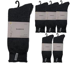 6 Pairs Men's Premium Bamboo Heavy Duty Work Socks - Charcoal Grey