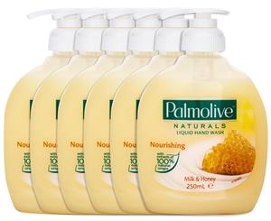 6 x Palmolive Naturals Nourishing Liquid Hand Wash Milk & Honey 250mL