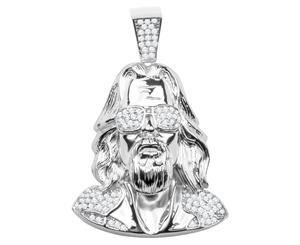 925 Sterling Silver Micro Pave Pendant - JESUS with SHADES - Silver