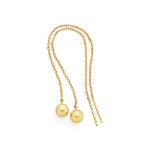 9ct Gold Ball Thread Drop Earrings