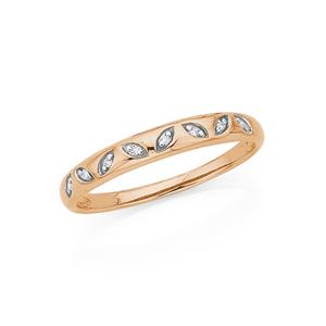 9ct Rose Gold Diamond Set Leaf Ring