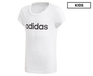 Adidas Girls' Essentials Linear Tee / T-Shirt / Tshirt - White/Black