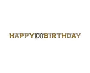 Amscan Happy 100Th Birthday Letter Banner (Gold/Silver) - SG12370