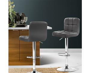 Artiss 2x Bar Stools Kitchen Swivel Bar Stool Leather Gas Lift Chairs Grey