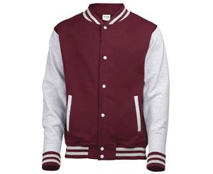 Awdis Kids Unisex Varsity Jacket / Schoolwear (Burgundy/Heather Grey) - RW191