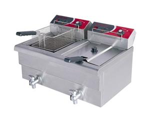 Benchstar 2 x 7.5L Double Benchtop Electric Fryer 2 x 15 Amp - Silver