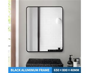 Black Aluminum Framed Rectangle Bathroom Wall Mirror Rim Round Corner 650x800x40mm