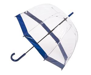 Clear Birdcage Umbrella with Navy Trim
