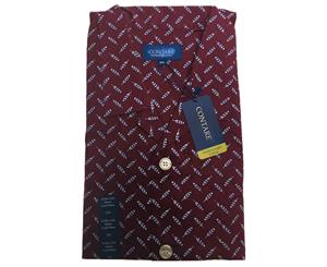 Contare Men's 100% Cotton Pyjamas Long Sleeve Shirt & Pants Set - Red Feather Print
