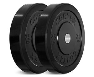 Cortex Black 25kg Olympic Bumper Plate (Pair)