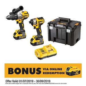 DeWALT 18V 2 Piece Brushless Combo Kit With Fast Charger In Tstak Box