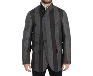 Dolce & Gabbana Gray Striped Wool Stretch Blazer