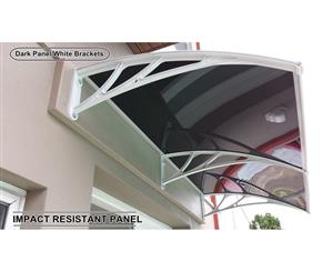 Door Window Double Module Awning Solid Polycarbonate Dark Canopy with White Aluminium