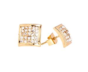 Gold Bling Iced Out Earrings - SQUARE 10mm - Gold